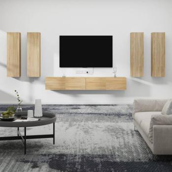 Set de muebles para TV 6 piezas madera contrachapada roble sonoma vidaXL 30.5x30x110 cm Mueble de Salón Mueble TV Mesa de TV Mueble tele