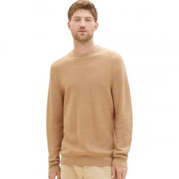 Jersey de hombre beige con cuello redondo