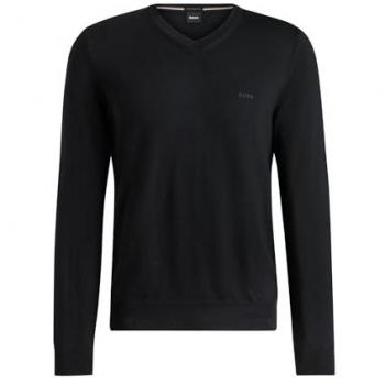 BOSS Baram Men's V-Neck Knit Sweater in Black, Size M