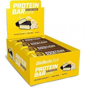 BioTechUSA Protein Bar - barrita de proteínas con alto contenido proteico, sin azúcar añadido, con proteína del suero y colágeno, 16 * 70 g, Banana