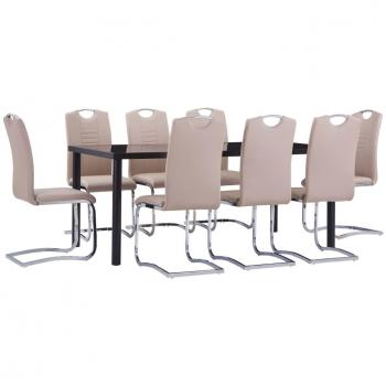 Juego de comedor 9 piezas cuero sintético color capuchino