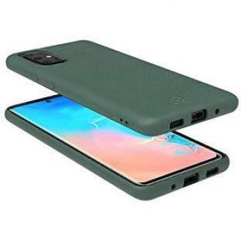 Celly Funda Ecológica Samsung Galaxy S20, Carcasa Biodegradable de Fibras Vegetales con Protección Integral Antideslizante y Textura Suave, Verde