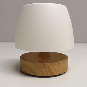 Lámpara de mesa recargable USB LED Lil 3W con base de madera y luz regulable h16cm
