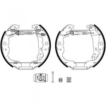Kit de zapatas de freno HELLA 8DB 355 022-871 para Dacia, Lada, Mercedes y Renault con cilindro de rueda y elemento de ajuste