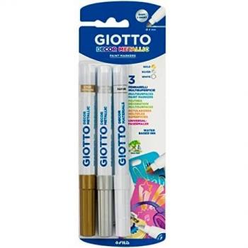 Giotto Decor Metallic Oro, Plata Y Blanco. Blíster 3 unidades