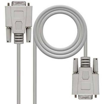 NANOCABLE 10.14.0302 - Cable Serie RS232 de Impresora y comunicaciones, DB9/H-DB9/H, Hembra-Hembra, Beige, 1.8mts