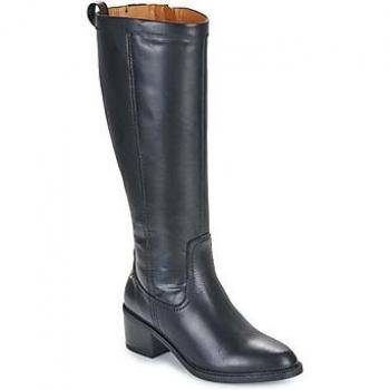 Pikolinos Bacarot W2D Women's Leather Knee High Boots with Block Heel and Zipper - Black