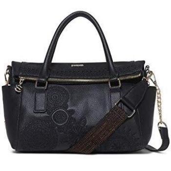 Desigual - Bag Dark Amber Loverty Women, Carteras de mano con asa Mujer, Negro, 9x24x29.5 cm