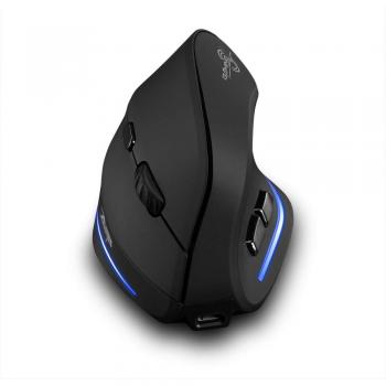 Zelotes Ratón Vertical Recargable, 2,4 G Ratón Inalámbrico Ergonómico, 6 Botones, Diseño Ergonómico Vertical para Reducir la Muñeca Masculina
