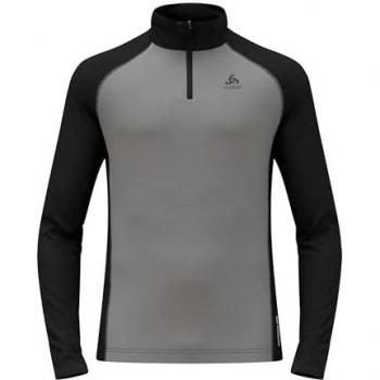 Odlo Camiseta Interior De Manga Larga The Performance Wool 150 Half Zip Gris Claro Negro - M