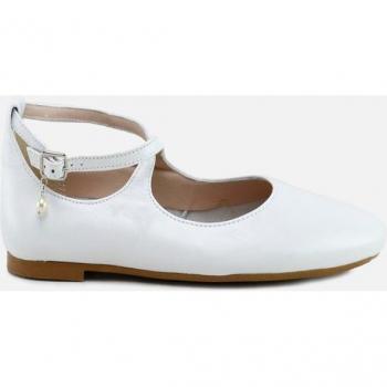 Bailarinas de niña Eli 1957 en piel cruzadas color perla blanco Papanatas