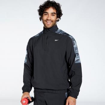 Reebok Chaqueta de hombre Training Camo 1/4 con diseño camuflaje, manga larga, fabricada en material ligero y transpirable, ideal para entrenamiento