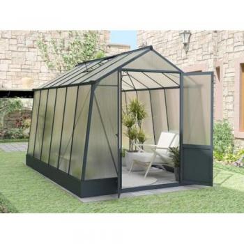 Invernadero de jardín de policarbonato 9,1 m² con base - Antracita - ASARINA