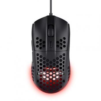 Ratón Gaming Trust GXT 928 Helox Negro, Óptico, 6400 DPI ajustable, ultraligero (65g), 6 botones programables, iluminación RGB, con cable USB tipo A