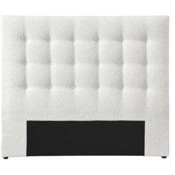 Cabecero capitoné de 140 cm - Tela bouclé - Blanco - Francesco