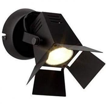 Lámpara de pared LED Movie técnica negra, 1x GU10, 5W, 380lm, cabezal giratorio