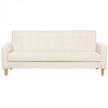 Sofá cama tapizado blanco crema 3 plazas acolchado click clack
