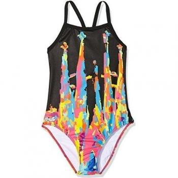 Miws Gaudi - Bañador de natación para mujer, color negro/rojo/amarillo/azul, talla L