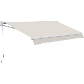 Outsunny Toldo Manual Retráctil con Manivela de Aluminio 200x250 cm Crema