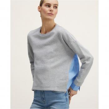 Motivi - Sudadera de mujer combinada en popelina con cuello redondo