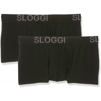 Sloggi - Calzoncillo boxer para hombre, 2 piezas, negro, Medium