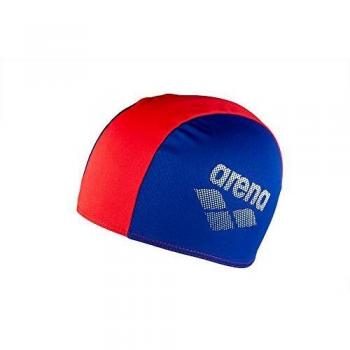 Arena Polyester II Junior Swim Cap - Royal Red/Blue, Age 6-12