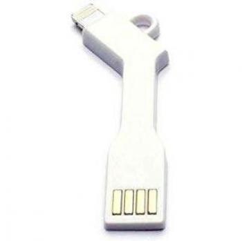 aricona  N°476  Cable adaptador USB micro-B a conector USB PowerBank como llavero, alternativa flexible y compacta al cargador, Größe:Apple;Farbe:blanco