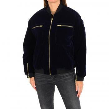 Abrigo ESTHER efecto terciopelo con cierre de cremallera para mujer - Azul - Talla XS