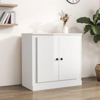 Aparador de Madera Contrachapada Blanco Brillante 70x35,5x67,5 cm - Mueble de Almacenaje para Salón, Buffet y Armario Auxiliar