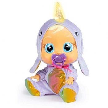 Bebés Llorones Narvie - Muñeca interactiva que llora de verdad con chupete y pijama de Unicornio