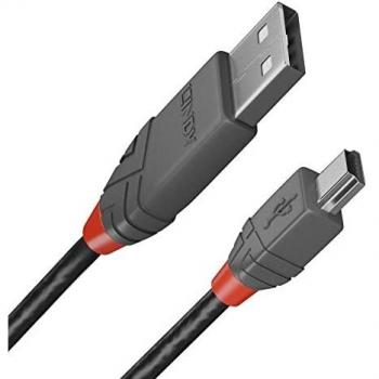 LINDY - Cable USB a Micro USB 2.0 A/B, Anthra Line 0.5 Metros, Transferencia de Datos a 480 Mbps | Cable de Carga | Compatible con Televisor, Monitor, Tablet, Portátil | 10 Años de Garantía