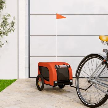 Remolque de bicicleta para mascotas de hierro y tela Oxford en color naranja y negro