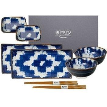 Tokyo Design Studio burashi Sushi Juego completo - 8 piezas - para 2 personas - Sushi Vajilla 2 Sushi Platos, 2 Cuencos de aperitivo