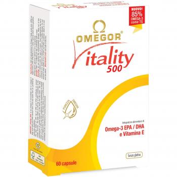 Omegor Vitality 500 - Suplemento nutricional en cápsulas de 500 mg, envase de 60 cápsulas