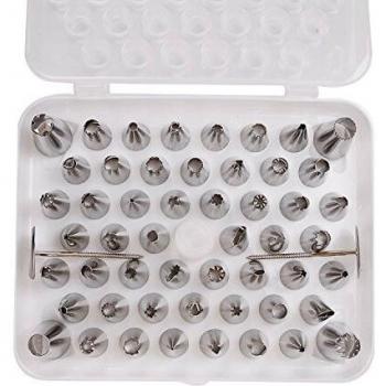 LIHAO GB-AM-EU-0359 - Boquillas Manga Pastelera Profesional, Acero Inoxidable, 55pcs