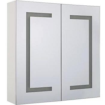 Armario de baño moderno con espejo y luz LED blanca 60 x 60 cm Mazarredo
