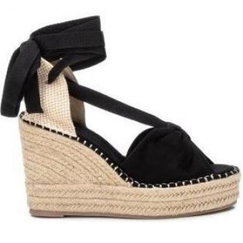 Sandalia de Mujer Xti 141473 Navy con Diseño de Cintas, Cuña de Yute de 10cm