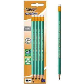 BIC Evolution Ecolutions - Blíster de 8 lápices de grafito hexagonal con goma
