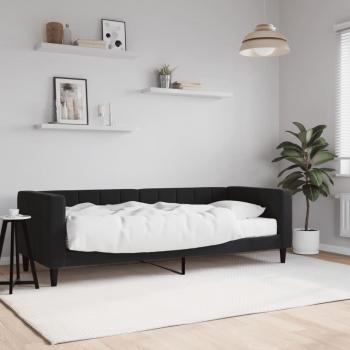 Sofá cama con colchón de terciopelo negro 80x200 cm Vidaxl