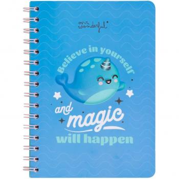 Libreta A5 Narval 3D Mr Wonderful: Believe in yourself and magic will happen, dimensiones 14x21x1 cm