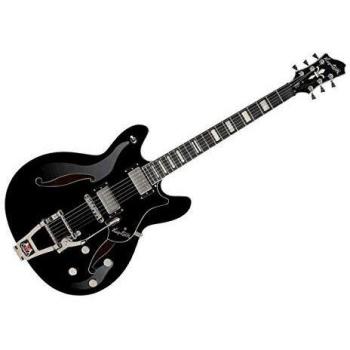 Hagstrom Tremar Viking Deluxe Black Hollow Body Electric Guitar