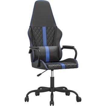 Silla de juego con masaje en cuero sintético azul y negro