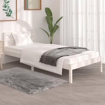 Estructura de cama individual de madera maciza redonda de pino blanco 90x190 cm