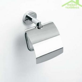 Portarrollos de baño con tapa y acabado en cromo, modelo X-Round 13,5x18x9cm