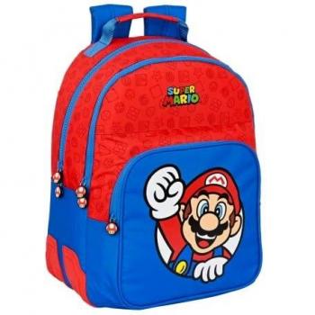 Safta- Mochila Doble Adapt.Carro Super Mario 32X42X15Cm, Multicolor