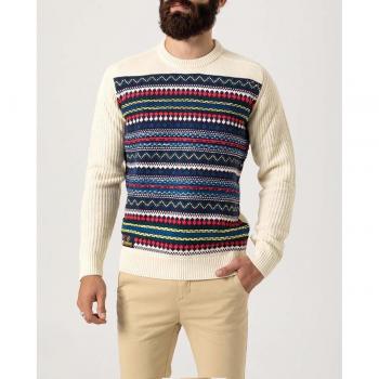 Jersey de punto crudo Altonadock para hombre, tejido suave, color crudo, diseño clásico, manga larga, cuello redondo