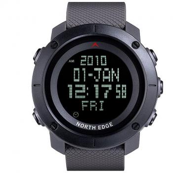 NORTH EDGE Reloj deportivo para hombre Reloj digital Ejército LED Luz trasera Pantalla resistente al agua 50m Cronómetro Alarma Multifunción Reloj de pulsera Negro Pantalla