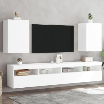 Mueble de TV de pared 2 uds madera ingeniería blanco 100x30x30 cm vidaXL