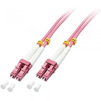 Cable de Fibra Óptica LC a LC OM4 Dúplex Multimodo 1 Metro Violeta
