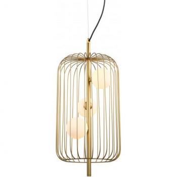 Lámpara colgante moderna Italux Hayden dorada 3 luces con pantalla dorada y blanca, tipo de bombilla G9
